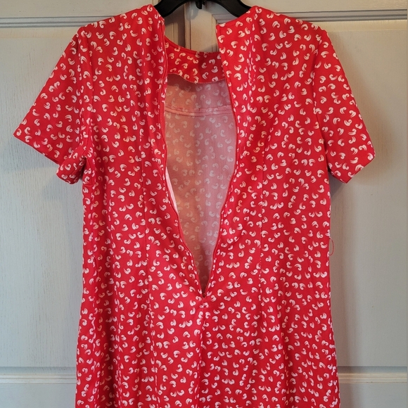 Vintage Back Bay Red White Small Whimsy Pattern Shift Dress - Picture 7 of 9